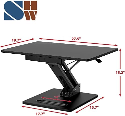 SHW 28" Over Desk Height Adjustable Standing Desk, Black