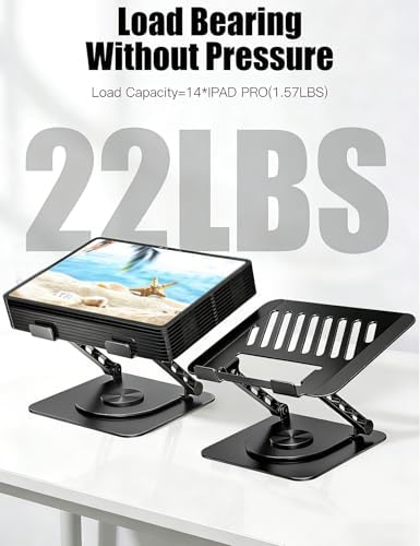 Adjustable Laptop Stand with 360 Rotating Base, Computer Stand for Laptop Ergonimic Foldable Laptop Riser for Desk Compatible with MacBook Pro/Air Notebook up to 16 Inches, Black