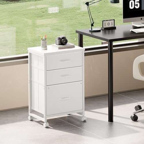 Maihail 3 Drawer File Cabinet on Wheels Fits A4 Size for Home Office