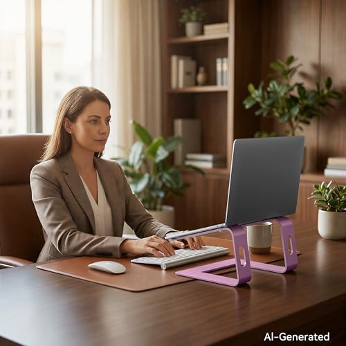 SOUNDANCE Laptop Stand, Aluminum Ergonomic Desk Riser, 10-15.6", Pink