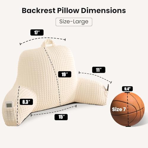 Reading Pillow with Arms for Bed Sitting,White Flannel
