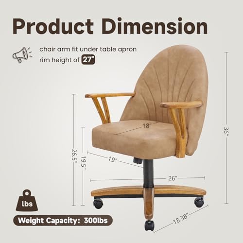 Chromcraft Bailey PU Leather Swivel-Tilt Caster Chair -Chestnut-Nude-2pc