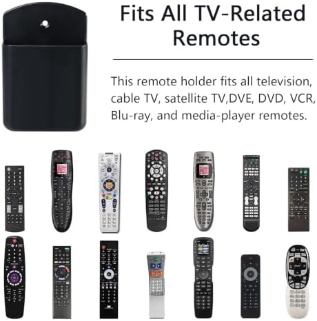 4 Pcs Remote Control Holder Wall Mount, TV Controller Holder, Self Adhesive Remote Holder, Wall Pen Holder Storage Accessories for Home Office School (Black)