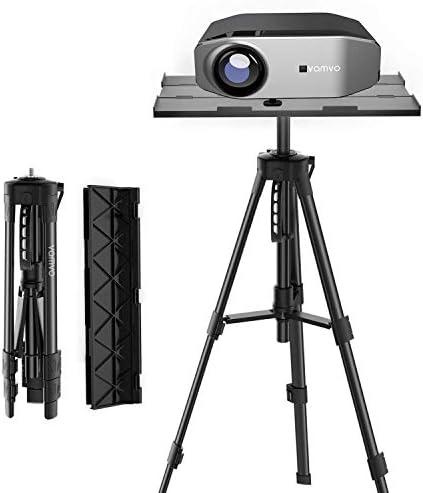 Vamvo Projector Mount, Portable Adjustable Projector Stand, Aluminum Tripod Mounts, Floor Stands Holder, Laptop Mounts, DJ Equipment Holder Mount, Suitable for Home Theater or Stage (Black)