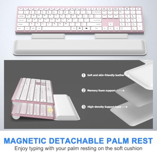 Wireless Keyboard and Mouse Combo, Full Size Silent Ultra Thin Keyboard with Magnetic Wrist Rest, Optical Mouse, 2.4G Lag-Free Cordless Mice Keyboard Set for Computer, Mac, Laptop, PC, Windows