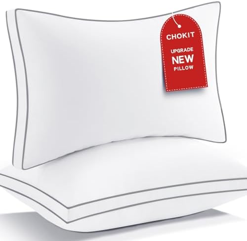 Gusseted Pillows Queen Size Set of 2, Fluffy Bed Pillows for Sleeping