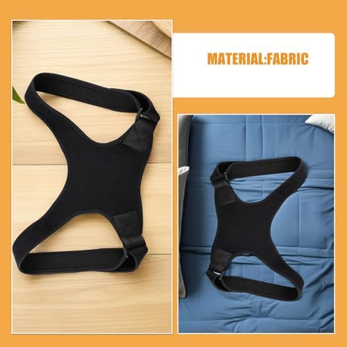 Veemoon 2pcs Adjustable Posture Correction Belt for Men, Black Fabric