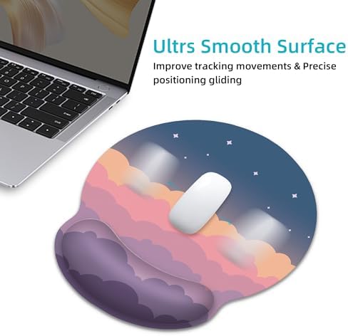 Pink Rainbow Ergonomic Mouse Pad with Wrist Rest for Desk Work Office