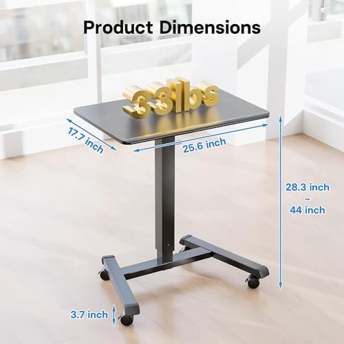 BONTEC Mobile Standing Desk Adjustable Height,Rolling Laptop Cart with Hook