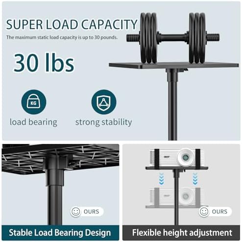 GLEAM Projector Stand Tripod from 23" to 51", Laptop Tripod Stand with Elastic Band, Height Adjustable for Office, Home, Stage, Studio, Multifunctional DJ Rack Stand