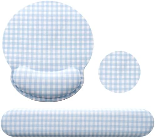 Tellegloww 3 Pcs Wrist Rest Set for Mouse Pad Keyboard, Blue