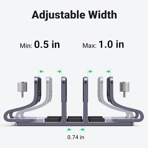 UGREEN 3-Slot Vertical Laptop Stand Holder Desk Compatible with MacBook Pro Air Laptop Stand Desktop Adjustable, Lenovo Ideapad, Surface Book, HP Notebook, Dell Chromebook Up to 17.3 Inch, Space Gray