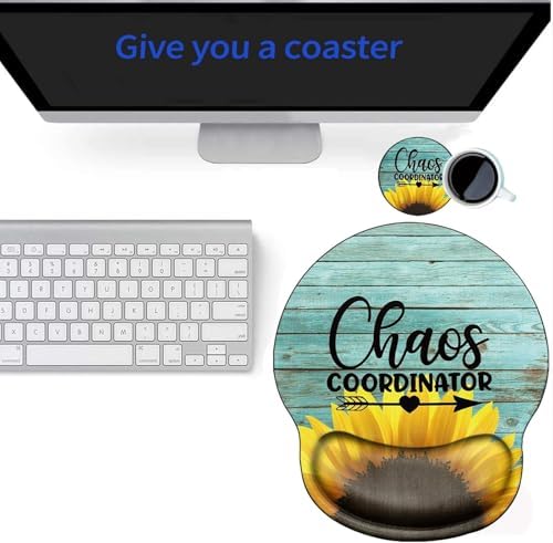 Chaos Coordinator Mouse Pad with Wrist Support Sunflower Mousepad Wrist Rest Chaos Gel Mouse Mat Gaming Cushion Mouse Pads for Computer Office Work Women Men Kids