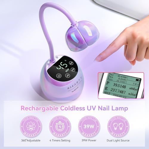 Makartt Cordless Gooseneck UV Nail Lamp for Gel-X Nails, Flash Cure