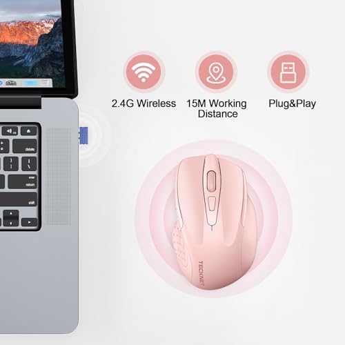 TECKNET Wireless Mouse Rechargeable, 2.4G Computer Mice with USB-A Receiver