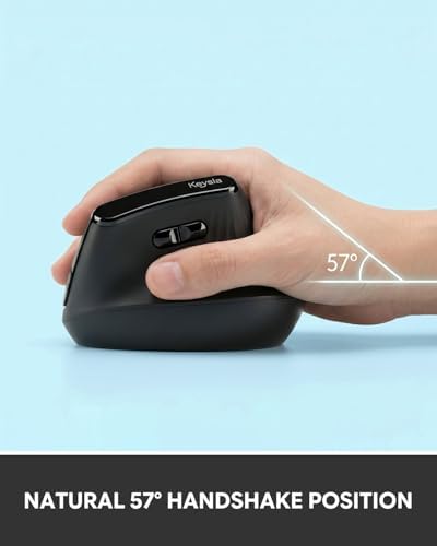 Ergonomic Mouse Wireless, Wireless Ergonomic Mouse for Right Hand Comfort, Ergonomic Wireless Mouse for Medium to Large Hands, Bluetooth & 2.4GHz USB-A Receiver, Quiet Clicks, for Office Laptop PC Mac