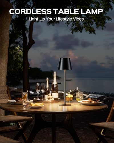 JACKYLED Cordless Table Lamps Rechargeable, 3 Height, 5000 Capacity