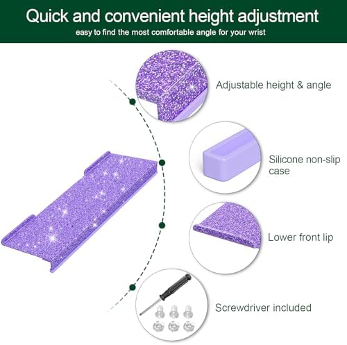 Computer Keyboard Stand for Desktop - 6-Level Height Adjustable Acrylic Keyboard Riser Non-Slip Ergonomic Key Board Tray Holder for Home School Office Desk Accessories, Sparkling Purple