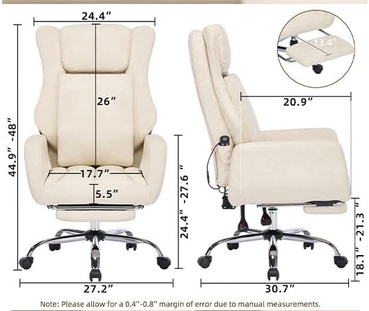 DYHOME Criss Cross Office Chair with Footrest, Executive Ergonomic Flip-Up Armrest Chair, Adjustable Reclining Computer Desk Chair for Working, Gaming, Relaxing, Black PU Leather