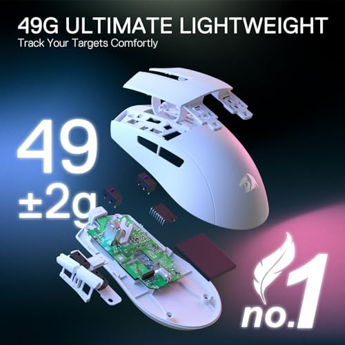 Redragon M916 Wireless 49G Ultra-Light Gaming Mouse 26K DPI Remapping Keys