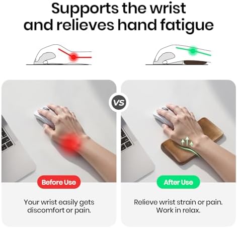 Mouse Wrist Rest for One-Hand Gaming Keypad, Ergonomic Walnut Rest