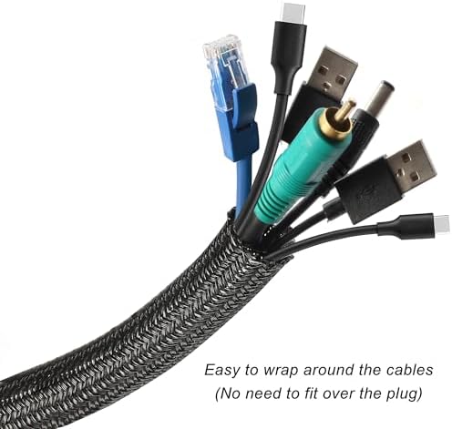 Cable Management Sleeve, Split Design, 10FT - 1 Inch, Black