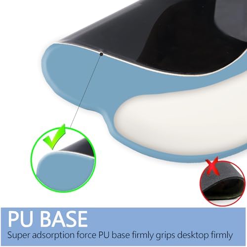 Mouse Pad with Wrist Rest Support, Ergonomic Gaming Mouse Pad with Non-Slip PU Base for Computer, Laptop, Office and Home, Easy Typing & Pain Relief (Blue Ivory)