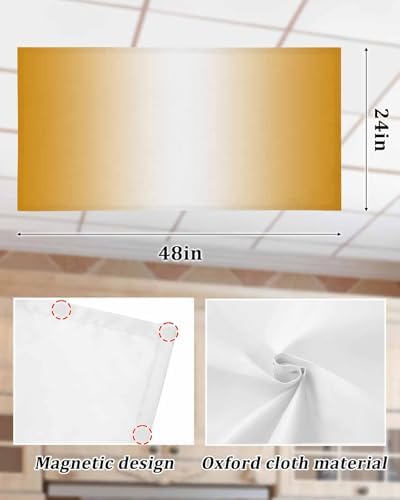 Orange Magnetic Fluorescent Light Covers for Ceiling Lights 2 x 4 Feet,White Geometric Country French Farmhouse Stripe Office Classroom Kitchen Drop Ceiling Light Covers Lighting Filters Shade 4 Packs