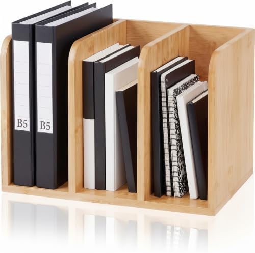 Novabright Bamboo Wooden 3-compartment File Magazine Holder, Suit for B5
