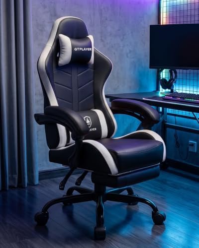 GTPLAYER Gaming Chair, Computer Game Chair for Adults, White
