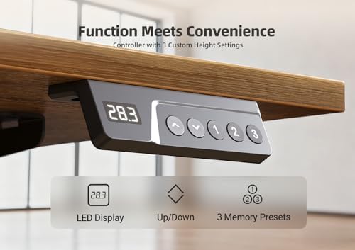 YDN 48 x 24 Inch Rustic Brown Electric Standing Desk