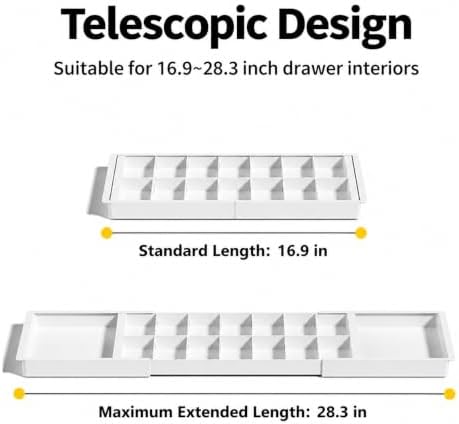 Large Expandable Drawer Organizer Tray, Adjustable Desk Drawer Organizer