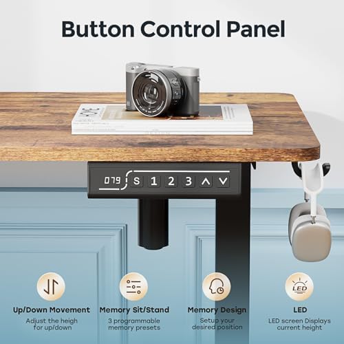 Small Electric Standing Desk, 35" Sit Stand Rising Desk