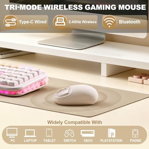YUNZII C1 Wireless Tri-Mode Wireless Mouse 4800 DPI Optical (Beige)