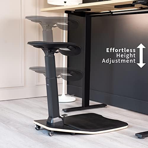 VIVO Black Ergonomic Leaning Perch Chair w/Anti-Fatigue Mat, CHAIR-S02M