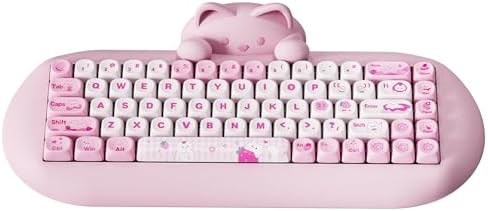 YUNZII C68 Silicone Cute Cat Mechanical Keyboard (Pink, Cocoa Cream Switch)
