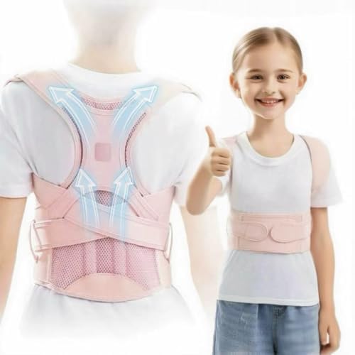 Adjustable Back Posture Corrector for Kids Teenage Girls Boys Women, Pink S