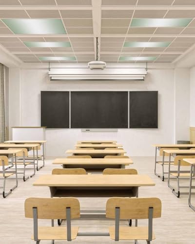 Sage Green Magnetic Fluorescent Light Covers for Ceiling Lights 2 x 4 Feet,White Contemporary Minimalist Geometric Office Classroom Kitchen Drop Ceiling Light Covers Lighting Filters Shade 4 Packs