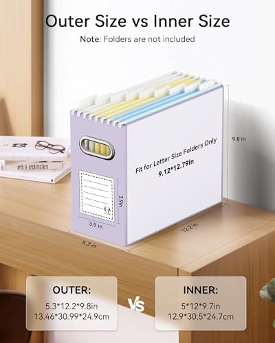 Oterri Portable Collapsible Cardboard File Box with Handle for Letter-Size