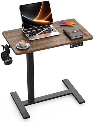 FiCiHi 28 Inch Small Electric Standing Desk, Adjustable Mobile Laptop Desk