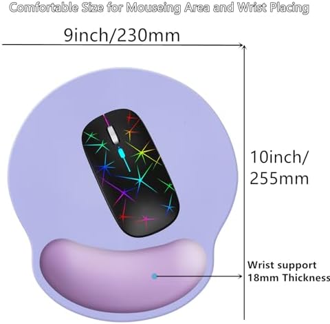 Wrist Rest Support Mouse Pad,Ergonomic Memory Foam Mouse Mat 9x10in Non-Slip Rubber Base Pain Relief Mousepad for Computer, Laptop(Purple Violet Foam)
