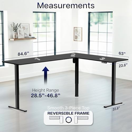 VIVO Black 84 x 63 in Corner Standing Desk, DESK-E3CTBB-84