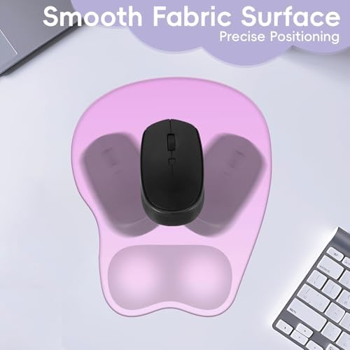 Mouse Pad with Wrist Rest Ergonomic Mouse Pad with Comfortable M-Shape Pain Relief Wrist Support Non-Slip PU Base Mousepad for Laptop, Office & Home (Plum)