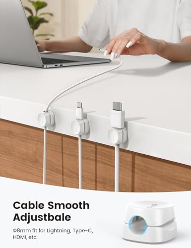 Lamicall 12Pack Spring Cord Organizer, Office Desk Accessories, Cable Clips