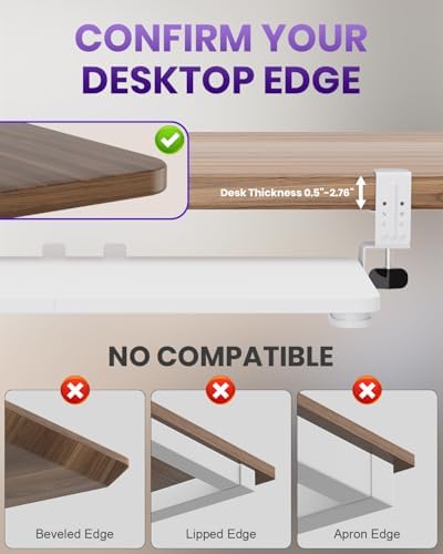 Ergonomic Keyboard Tray Under Desk, 25.6x11.8 Inch Board, White