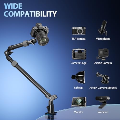 EMART 40" Overhead Camera Mount with Serrated Bite Magic Arm&1/4" Ball Head