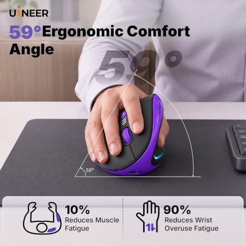 Uineer Ergonomic Vertical Mouse, 3200 DPI,Wireless Bluetooth / 2.4GHz