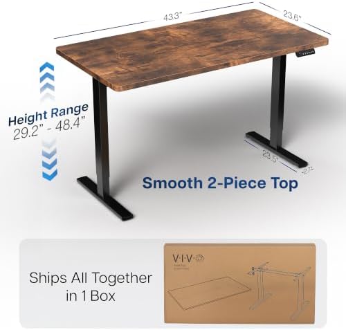 VIVO Rustic Vintage Brown 43 x 24 in Standing Desk, DESK-1B4N