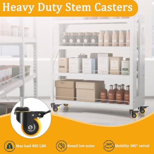3 Inch Stem Caster Wheels 3/8 Threaded Casters Set of 4 Heavy Duty