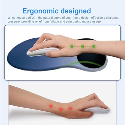 Ergonomic Mouse Pad with Gel Wrist Support, Comfortable Wrist Rest Mousepad with Non-Slip PU Base for Pain Relief, Desk, Home & Office(Midnight)